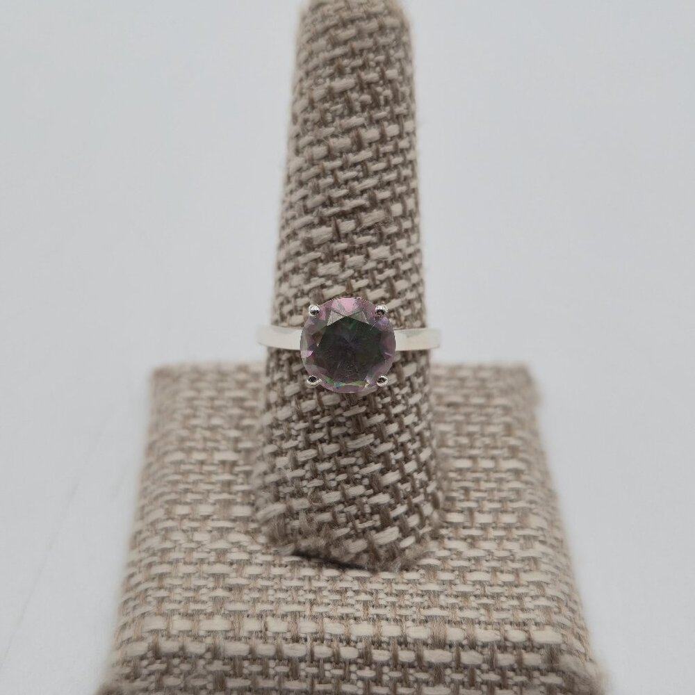 Size 9 Sterling Silver Rainbow Quartz Gemstone Ring A3966
